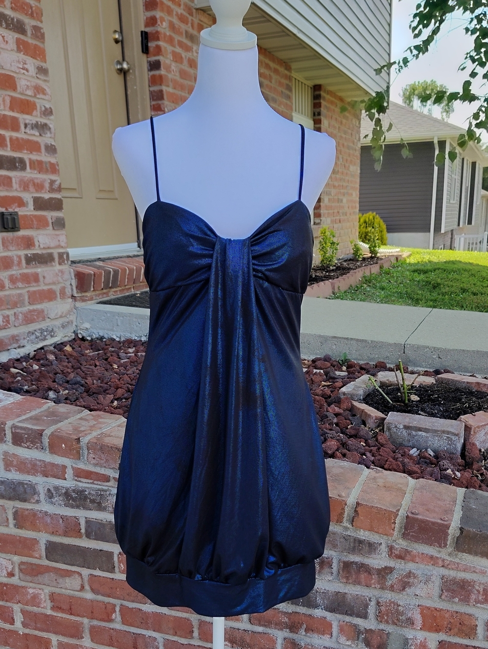 Vintage Taboo Sweetheart Neck Front Drape Bubble Hem Mini Dress Size L Y2K HOCO
